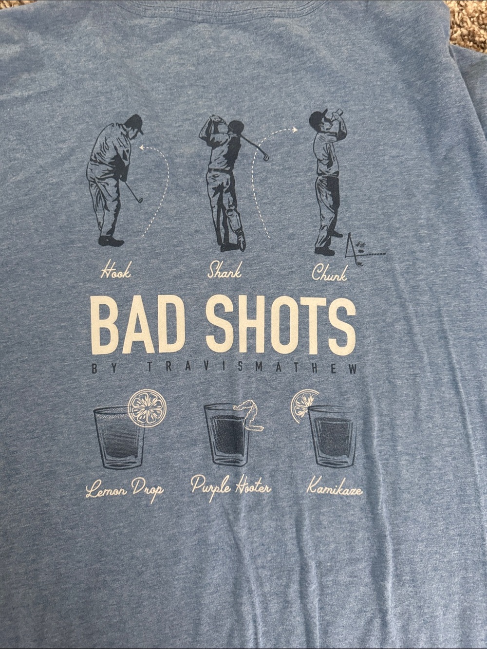 Travis Mathew Blue Men’s Graphic 'Bad Shots' Shorts